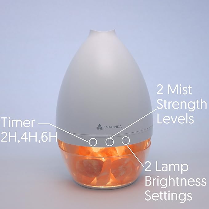 Himalayan Salt Lamp Diffuser, Ultrasonic Humidifier with Cool Mist and Aromatherapy, 0.5L Extra Large Capacity