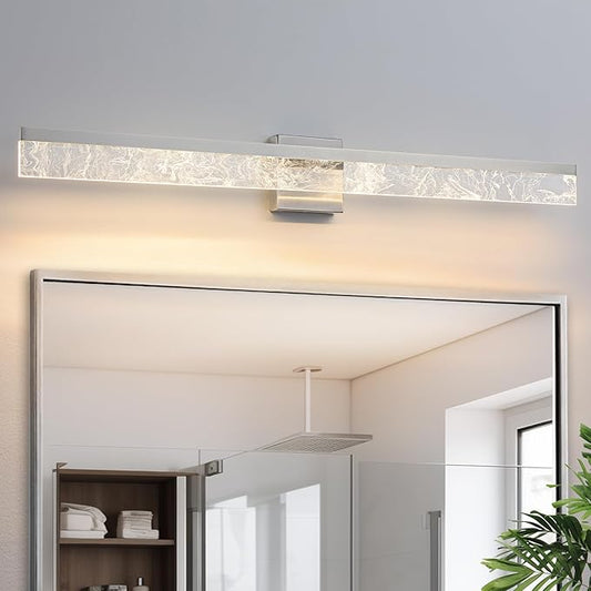 39 Inch Brushed Nickel Vanity Light Fixture, 28W Dimmable LED for Bathroom Above Mirror, Modern Wall Mount Lighting 3000K