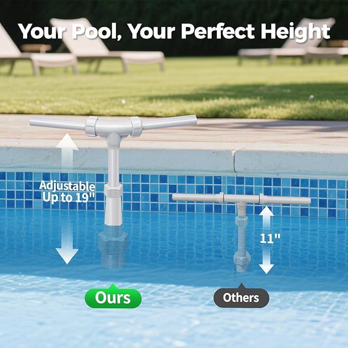 Klleyna Swimming Pool Fountain for Above & In-Ground Pools, Pool Waterfall Water Cooler Sprinkler Sprayer Summer Party Decor (C-Gray-2 Adapters)