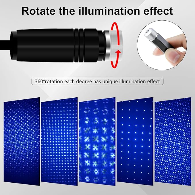 LEDCARE USB Star Projector Night Light, Portable Adjustable Romantic Interior Roof Lights Star Lamp Projector Decorations for Car, Ceiling, Bedroom (Violet Blue)