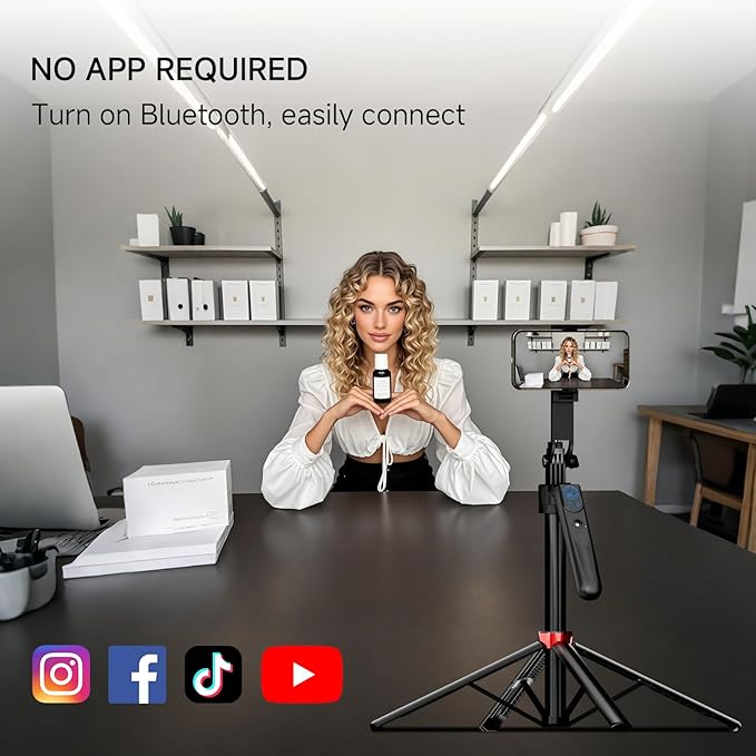 70" Auto Face Tracking Tripod for iPhone, 360 Rotation Travel Selfie Stick Mount with Remote, Gesture Control and Fill Light, Motion Sensor Phone Tripod for Tiktok YouTube Video Vlog Recording