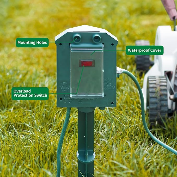 Outdoor Power Strip Waterproof, 100 FT Extension Cord, 6 Grounded Outlets for Halloween/Christmas Decorations and Inflatables, 15A/1875W, ETL Listed