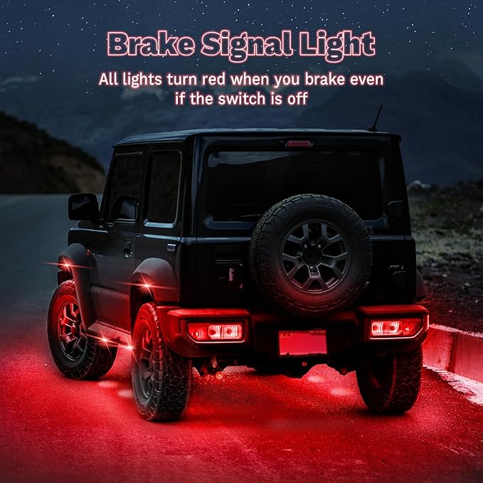 8 Pods Full Angle RGB Rock Lights Compatible with 12V Trucks Jeep UTV SUV ATV Boat Golf Cart, Waterproof, Multi-Color,Brake Light, App/Remote Control Led Rock Lights with Music Mode