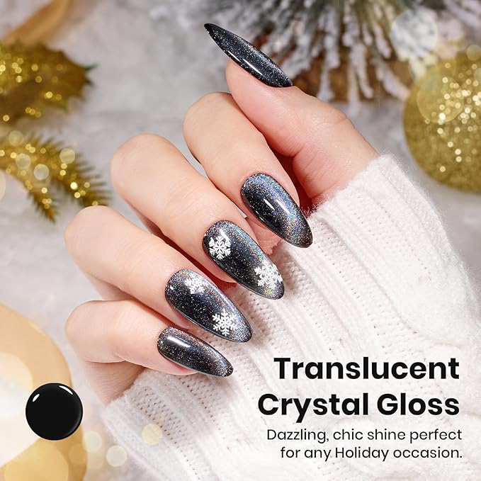 Beetles Prismatic Christmas Cat Eye Gel Nail Polish - 15ML Christmas Silver Glitter Rainbow Cat Eye Gel Polish with Magnet Soak Off UV Velvet Nail Polish Salon DIY Manicure Winter Gift for Women
