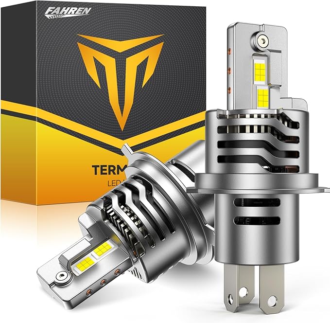 FAHREN H4/9003 Bulbs,𝟕𝟎,𝟎𝟎𝟎𝐋𝐌(𝟏,2𝟎𝟎%) 𝟏2𝐗 Brighter 6500K Cool White, 1:1 Mini Size Plug and Play Upgraded HB2 light fog bulb, pack of 2