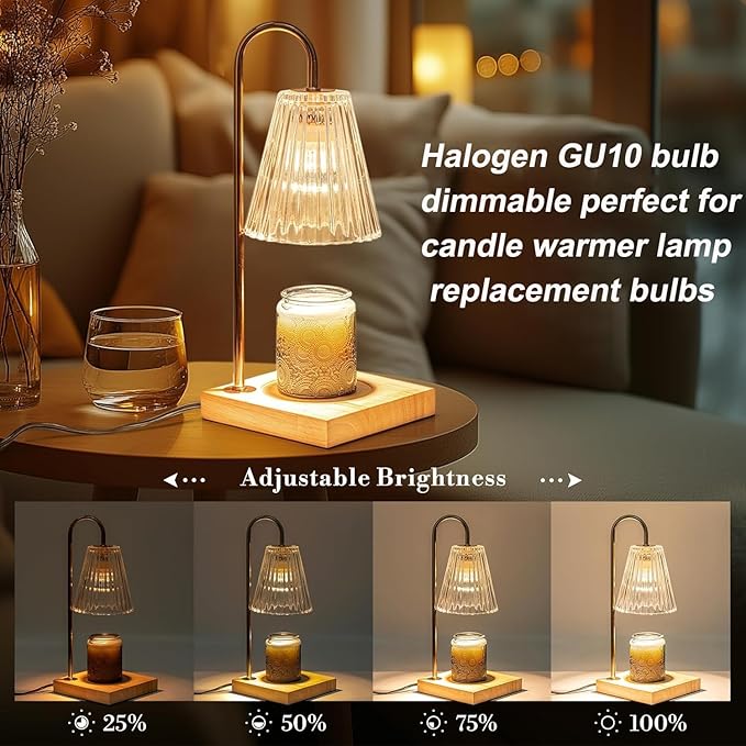 Vinaco GU10 Halogen Bulb Dimmable, GU10+c 110V 50W Candle Warmer Lamp Replacement, MR16 GU 10 50W Halogen Bulb 120V, 50 W MR16 with Glass Cover for Track&Recessed Lighting, 2800K Warm White, 6 Pack