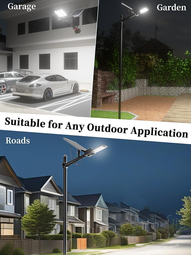 Ofuray OL-10000W Solar Street Lights Outdoor,50,000mAh Solar Parking Lot Security Lights Commercial up to 720,000Lm Distance,IP67 Street Dusk to Dawn with Remote Control for Street,Barn