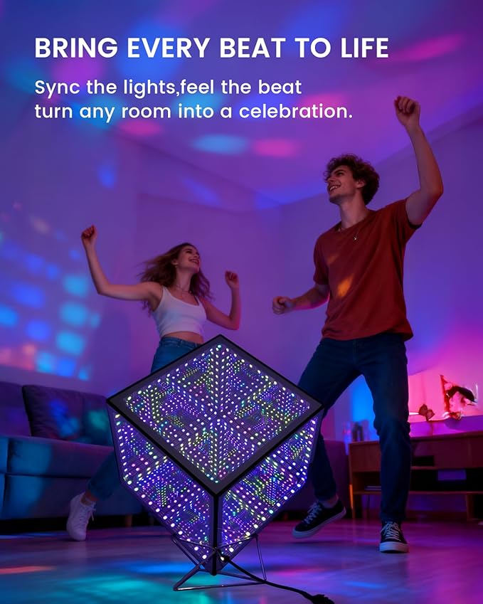 Infinity Hyper Cube LED Table Light, Color-Changing Music-Sync APP-Controlled Ambient Light for Gaming, Party, Home (8Inches)