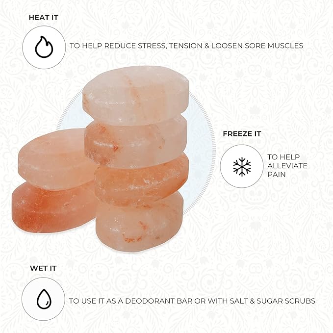Flat Oval Massage Stone, Pink Crystal Hand-Carved Stone for Massage Therapy, Deodorant and Salt and Sugar Scrubs, 2.5” W x 3.5” L x 1” D