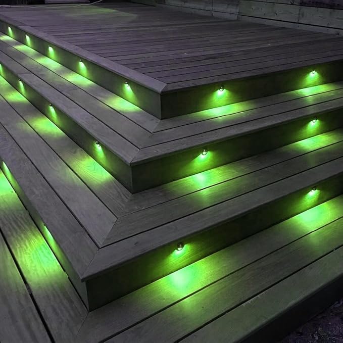FVTLED LED Deck Lighting Kits, 20pcs WiFi Controller Φ1.97 Low Voltage LED Step Lights RGB Recessed Light Compatible with Alexa Google Home Smart Phone RGB Lamp, Bronze