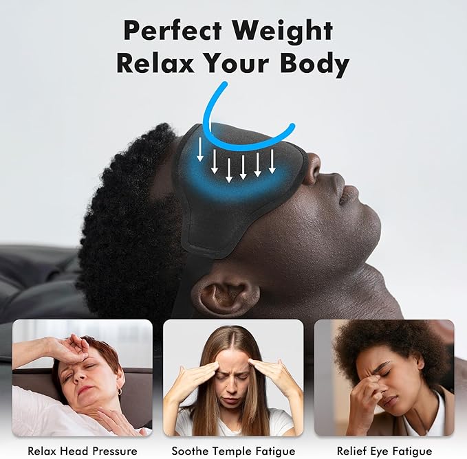 Sleep Eye Mask for Men Women, Weighted Eye Mask Blackout with Adjustable Strap, Lash Extensions Sleeping Mask for Travel (Black, 4.6oz)