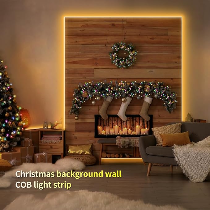 COB LED Strip Lights, 16.4ft DC 12V Tunable White 2700K- 6500K COB LED Strip Light Work with Alexa Google, RF Remote and App Control Sync Music LED Strip for Living Room, Shelf, Cabinet