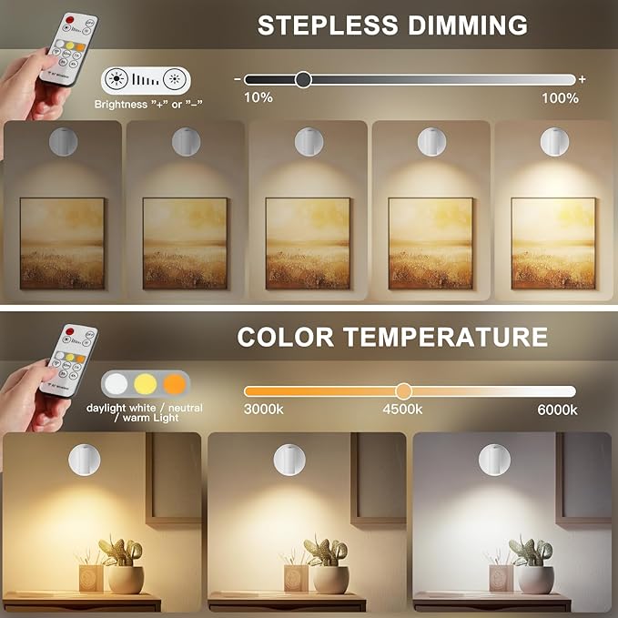 Kimjo Spot Lights Indoor, Rechargeable Plant Spotlight Indoor, Wireless LED Up Lights Accent Lighting with Timer and Dimmable, Battery Powered Picture Light