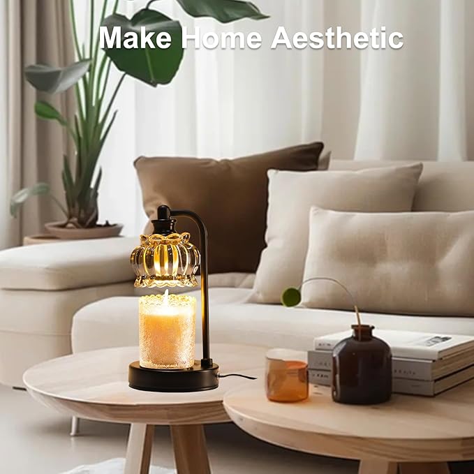 Candle Warmer Lamp with Timer, Dimmable Candle Lamp Wax Melt Warmer with 2 Bulbs, Electric Candle Warmer Lamp for Bedroom Living Room House Warming Gifts for Women Mom