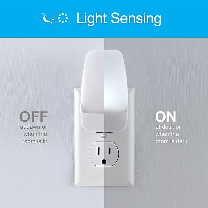 GE LED Night Lights Plug Into Wall, Dusk to Dawn Sensor, Ambient Lighting, Dorm Room Essentials, Bathroom Decor, Smart Home, for Bedroom, Cool White, 55991, 2 Pack
