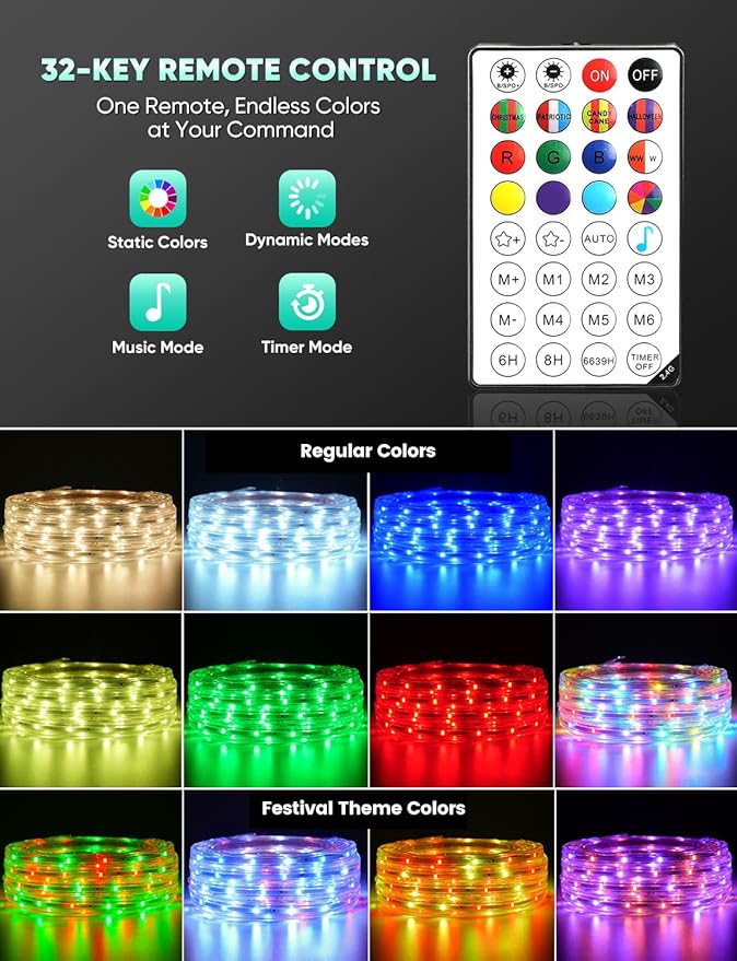 GZBtech RGB+IC+CCT LED Strip Lights 50FT/15M, Outdoor Color Chasing Festival Light with Warm&Cold White, Dimmable IP65 Waterproof LED Christmas/Halloween Lighting for Party, Patio, Garden, ETL Listed
