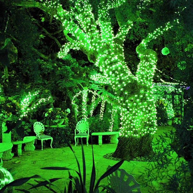 QITONG 165ft 500 LED Green Christmas Lights, Christmas String Lights Outdoor Waterproof Plug in, Green Wire Twinkle Light Indoor with 8 Modes
