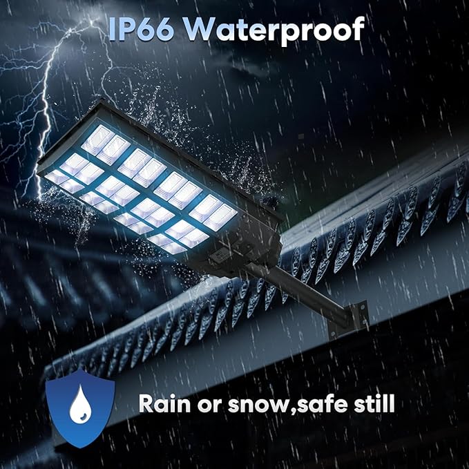 8000W Solar Street Lights Outdoor Waterproof, Dusk to Dawn Solar Lights Outdoor with Motion Sensor and Remote Control for Yard, Parking Lot, Garage, Street, 4 Pack