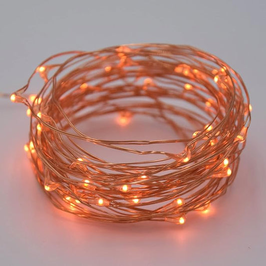 Hometown Evolution, Inc. Orange Battery Operated Fairy Lights - 16.5 Foot 50 Orange LED Fairy Lights on Copper Wire - Waterproof for Indoor and Outdoor Use