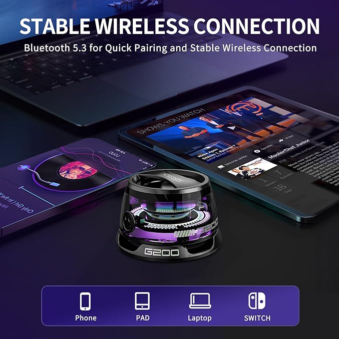 G200 Magnetic Bluetooth Speaker - Portable Mini Bluetooth Speaker with Phone Stand, Game Mode, 7H Playtime, RGB Light, Perfect Teen Gift for Camping & Home Decor