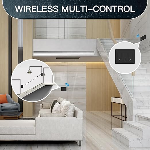 MOES 2nd Generation WiFi Smart Light Switch, Wall Switch 2.4GHz, Neutral Wire Required, Smart Life APP Remote Control, Compatible with Alexa, No Hub Required, Black 3 Gang