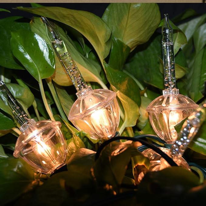GOOTHY Silver Bubble Lights Set,11Ft Vintage Christmas Bubble String Lights, 8 Clear Bulbs with Silver Glitter (1 Spare) UL Listed for Christmas Tree Holiday Party Outdoor Decor, E12 Base,Green Wire