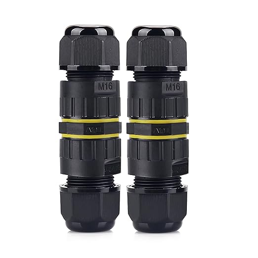 IP68 Junction Box 2 Way 3 Pin Outdoor Waterproof Connection Box 3 Pole Cable Connector Ø3.5-7mm M16 Cable Connection Box, for to Repair and Extend Power Cables,Black 2 Pcs.(3P M16)