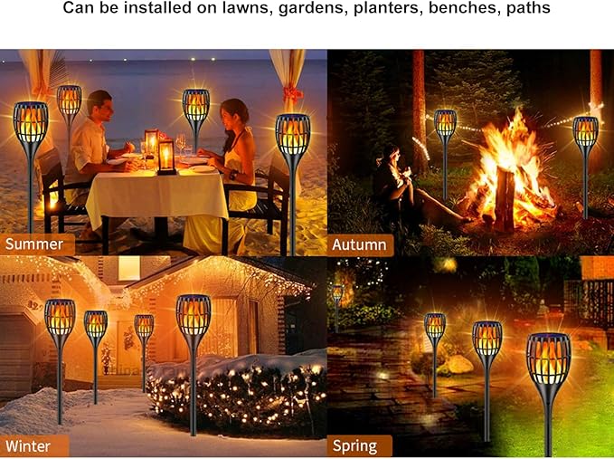 Buachois Solar Torch Lights,Solar Lights Outdoor with Flickering Flame Warm Waterproof Solar Powered Outdoor Lights Flame Torches for Outside Decor Patio Pathway Garden Yard
