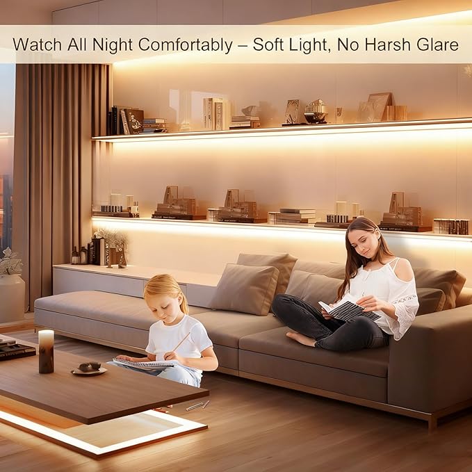 Battery Powered LED Strip Lights, 3.3FT COB LED Strip Light, Battery Operated LED Lights, Warm LED Strip Lights Battery Powered for Closet, Cabinet, Shelf, Kitchen, DIY Lighting