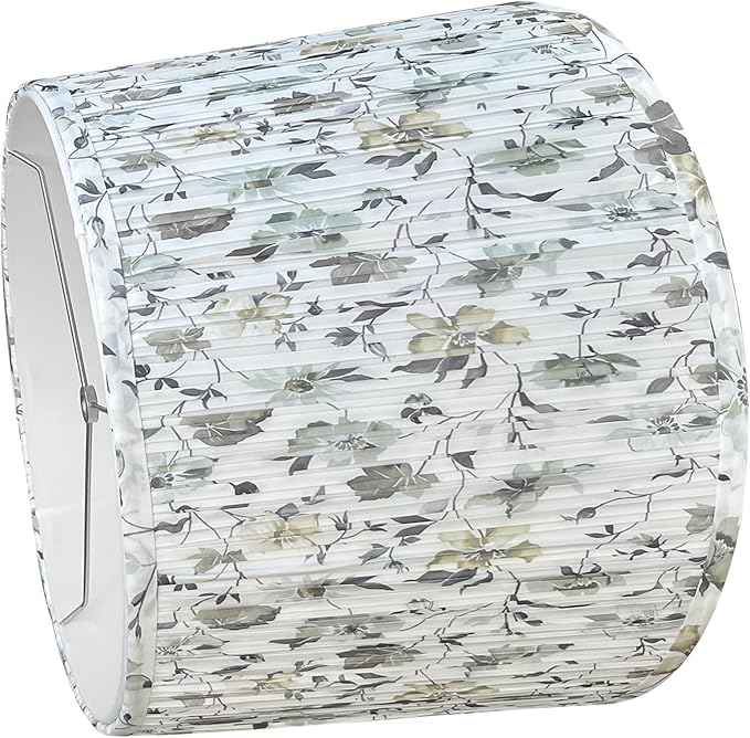 TOOTO STAR Medium Lampshade Printing Flowers,12"Top x 14" Bottom x 9.5"Heigh (Spider) Drum Lamp Shade For TableLamp,Floor Lamps, Assembly Required