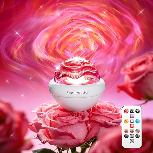 PIKOY 15 Colors Rose Sunset Lamp Projector, Dimmable Mood Lighting, Romantic Northern Lights Projector for Bedroom with Remote, Birthday Gifts for Teen Girl Gifts Trendy Stuff, Flower Bedroom Decor