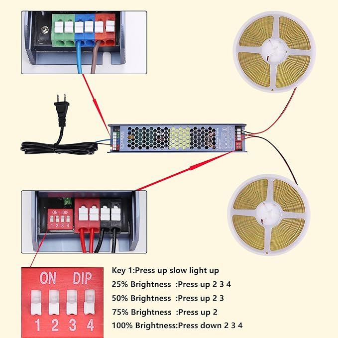 24V Diffused COB LED Strip Light 65.6ft (2 Rolls of 32.8ft), 4000K Natural White Outdoor Milky Silicone Waterproof, 11W/M CRI 93 LED Tape Lights with Power Supply for Bedroom Courtyard