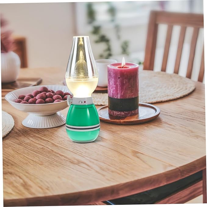 NUOBESTY Vintage Rechargeable Table Lamp LED Light Portable Retro Oil Lantern for Camping and Home Decor Dimmable Brightness Battery Operated Random Color