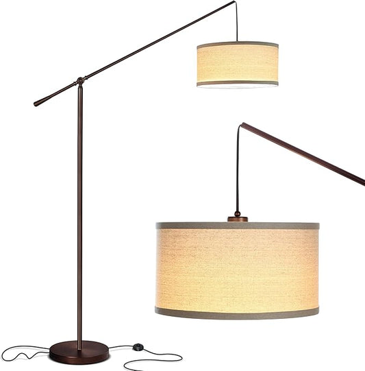 Brightech Hudson 2 - LED Floor lamp, Tall Lamp with Sturdy Base, Contemporary Arc Lamp for Living Rooms & Offices, Great Living Room Décor, Mid Century Modern Light for Bedroom - Rubbed Bronze