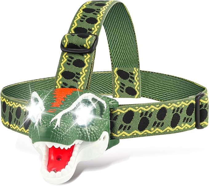 TIGTECGAME Dinosaur Headlamp for Kids Flashlight T-Rex LED Headlamps Dinosaur Toys Camping Gear, Gift for Toddlers Boys Girls Adults