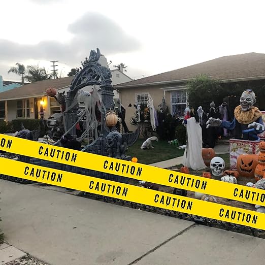 1.9inch x 82Feet Halloween Decorations Caution Tape Roll Halloween Caution Tape Halloween Tape Halloween Party Decorations Indoor Outdoor (Caution)