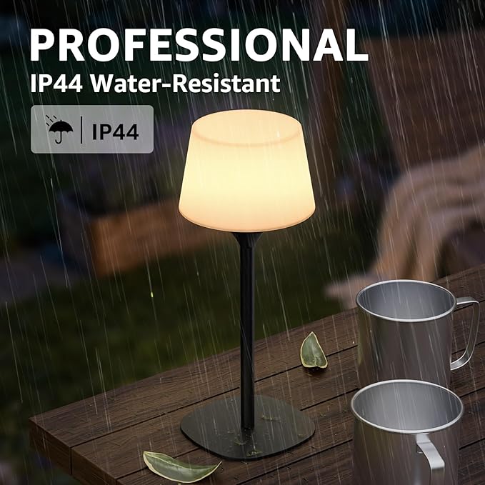 FUYO Cordless Table Lamp, Portable LED Desk Lamp, 3 Color Stepless Dimmable Rechargeable LED Table Lamp for Restaurant/Bedroom/Bars/Outdoor Party/Camping/Coffee Shop