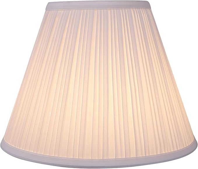 Aspen Creative 59126A Transitional Empire Shape Uno Construction Lamp Shade in Pleated Cotton White, 6" Top x 12" Bottom x 9" Slant Height