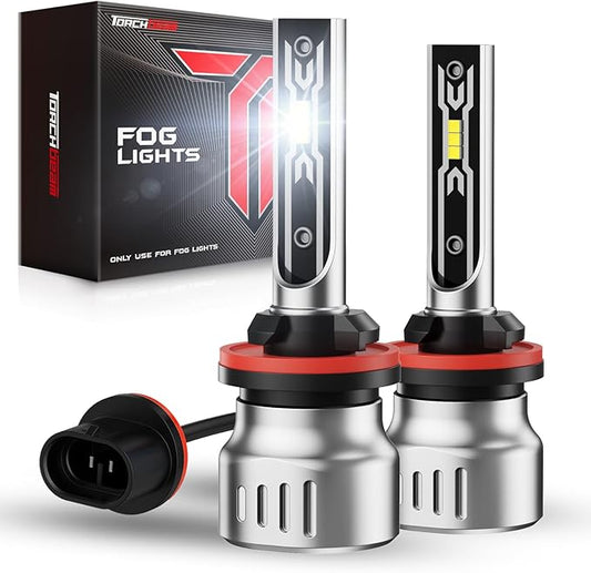 Torchbeam 880 LED Fog Light Bulbs or DRL, 12000LM 6500K Cool White, 1:1Mini Size 880/885/893/899 LED Fog Lights, 60000HRS Lifespan For Cars, Trucks,and SUVs,Pack of 2