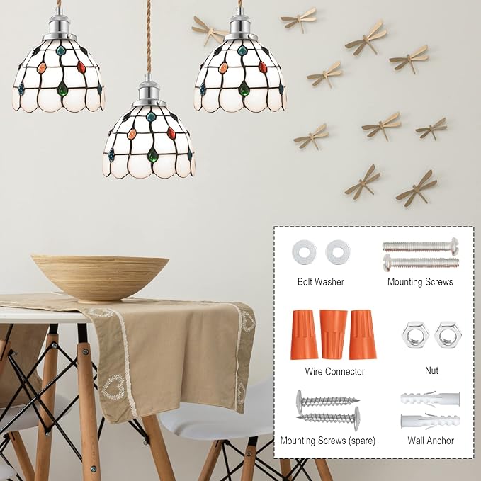 Industrial Mini Pendant Light Kit, E26 Socket Pendant Hanging Light, Hemp Rope Vintage Hanging Pendant Light Cord, Adjustable Pendant Lights Ceiling Mount Kitchen Island Farmhouse