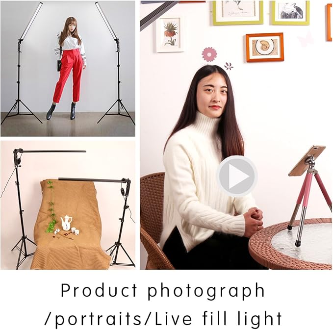 Photography Studio LED Lighting Kit Adjustable Light Professional Electrical Lights with Light Stand Tripod Photographic Video Capture Portraits