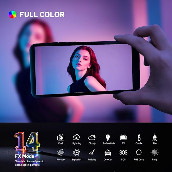 Godox MA5R RGB LED Light for iPhone 16/15/14, 1800-10000K Pocket Vdieo Panel Light,14 FX Effects, 4900mAh Battery, Magnetic Dual-Side Lighting&LCD Display