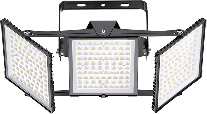 750W 2025 Plus New Upgraded LED Outdoor Flood Light, 75000LM 6000K Daylight White IP66 Waterproof, Stadium Lights, 3 Heads Adjustable Outdoor Floodlight Security Lights for Yards, Patios, Street