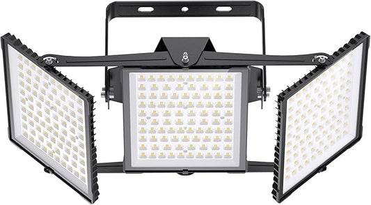 750W 2025 Plus New Upgraded LED Outdoor Flood Light, 75000LM 6000K Daylight White IP66 Waterproof, Stadium Lights, 3 Heads Adjustable Outdoor Floodlight Security Lights for Yards, Patios, Street