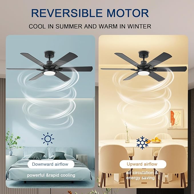 52in Ceiling Fans with Lights RGB Ceiling Fan with Light and Remote/APP Control,Low Profile Ceiling Fans with Lights for Bedroom,Living Room,Kids Room,3CCT Dimmable Modern Ceiling Fan, 6 Speeds,black