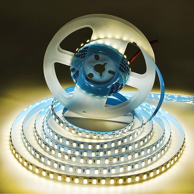 AC110-130V LED Strip Lights，Dimmable 10000LM 16.4ft/5m SMD 2835 600 LEDs Waterproof IP44 LED Lights Strip Ribbon, More Brightness Than Low Voltage LED Strip Lights (Natural White 4000K)