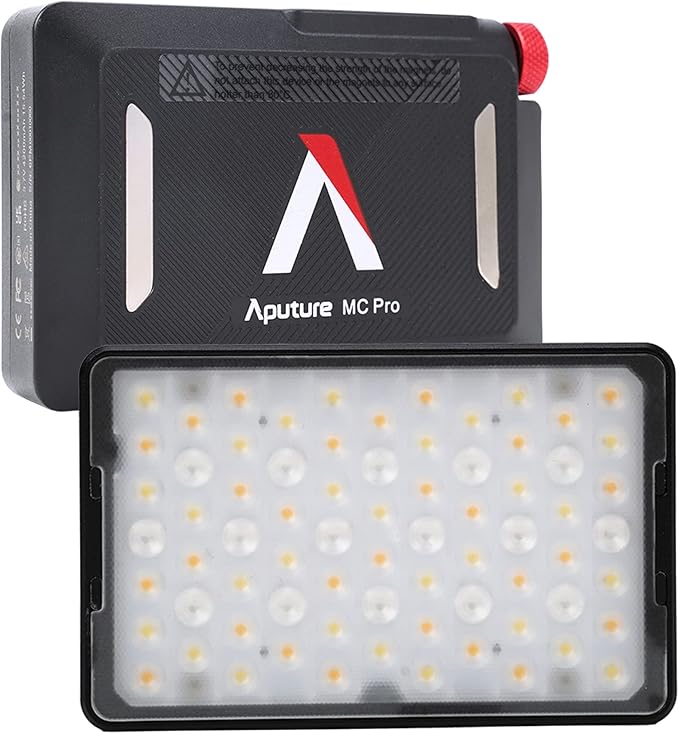Aputure MC PRO On Camera Video Light,LED Camera Light Panel,2,000-10,000k,Magnet Adsorption Function,Dust and Waterproof,App Control for Vlogging, Photography, Video Conference,TikTok