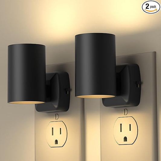 Led Night Light Plug in,Night Lights Plug into Wall Dusk to Dawn Sensor,20lm/40lm Adjustable Brightness,2700k Soft White,Dimmable Night Light for Hallway Bedroom Bathroom 2 Pack ETL-Certified
