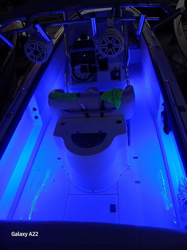 T-Toplights IP68 8FT Blue Marine Submersible LED Light Strip | 12V Under Gunnel Light | Boat Light