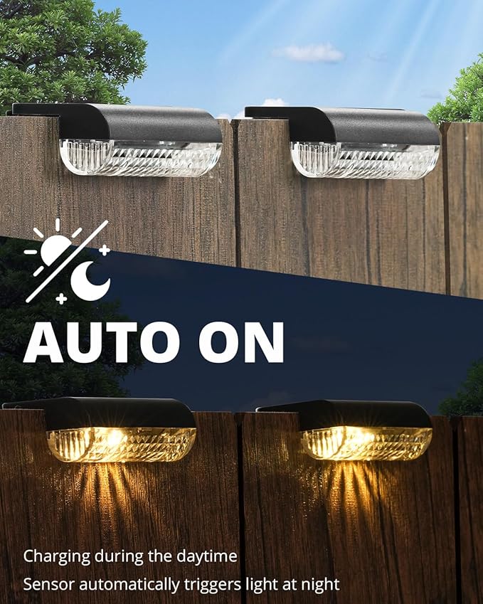 24 Pack Solar Step Lights Outdoor Stairs, Solar Deck Lights 3000K Warm White, Auto Dusk-to-Dawn, Weatherproof, Low Profile, Solar Lights Outdoor for Fence Deck Patio Backyard Balcony